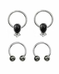 Best deal 😀 Multi-Pack Black CZ Teardrop Septum 4-Pack- 16 Gauge 🤩