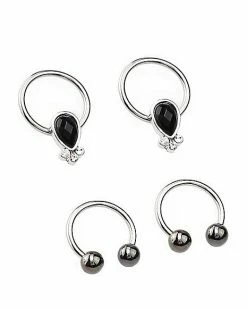 Best deal 😀 Multi-Pack Black CZ Teardrop Septum 4-Pack- 16 Gauge 🤩 -Playboy Shop 04117198 c