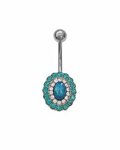 Wholesale π CZ Blue Flower Belly Ring - 14 Gauge βοΈ