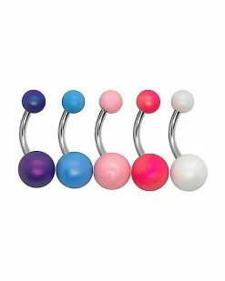 Deals 🎉 Multi-Pack Multi-Color Pearl-Effect Belly Rings 5 Pack - 14 Gauge 🌟