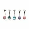 Budget 🎁 Multi-Pack CZ Pink Blue and Purple Belly Rings 5 Pack - 14 Gauge ⌛ -Playboy Shop 04117479 a