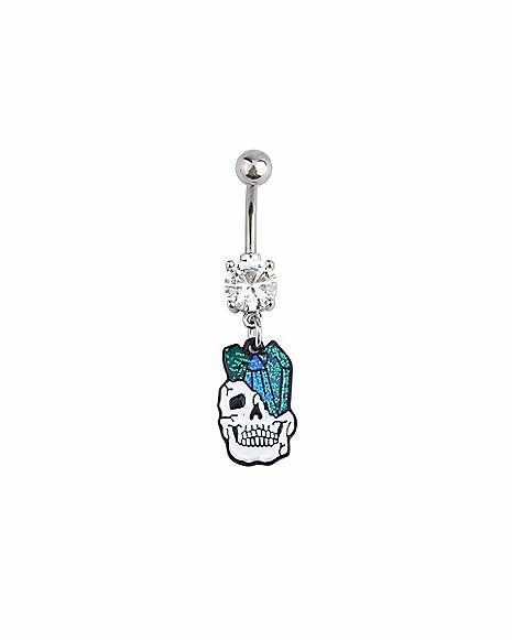 Top 10 β CZ Broken Skull Dangle Belly Ring - 14 Gauge π― 3 Top 10 β CZ Broken Skull Dangle Belly Ring - 14 Gauge π―