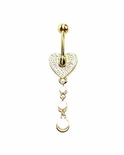 Cheapest 🔥 CZ Pink Heart Dangle Belly Ring - 14 Gauge 🔥 -Playboy Shop 04117602 d