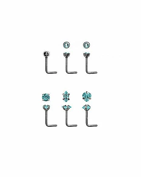 New π₯ Multi-Pack Teal Gem 6 Pack Nose Rings - 20 Gauge π 3 New π₯ Multi-Pack Teal Gem 6 Pack Nose Rings - 20 Gauge π