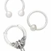 Cheap 🔔 Multi-Pack CZ Moth Silvertone Septum Rings 3 Pack - 16 Gauge 🌟 -Playboy Shop 04117826 a