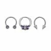 Outlet 🔔 Multi-Pack CZ Butterfly Septum Rings 3 Pack - 16 Gauge 👍 -Playboy Shop 04117867 a