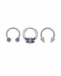 Outlet 🔔 Multi-Pack CZ Butterfly Septum Rings 3 Pack - 16 Gauge 👍
