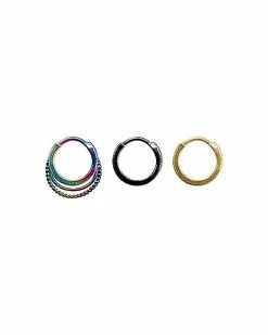 Cheap ✨ Multi-Pack Layered Septum Rings 3 Pack - 16 Gauge ✔️