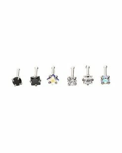 Deals 🌟 Multi-Pack CZ Square and Round Nose Pins 6 Pack - 20 Gauge 😉