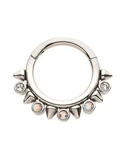Buy ⭐ CZ Opal Effect Spiked Hinged Septum Ring - 16 Gauge 🥰