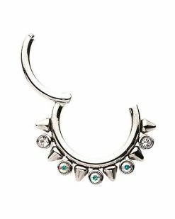 Buy ⭐ CZ Opal Effect Spiked Hinged Septum Ring - 16 Gauge 🥰 -Playboy Shop 04118287 c