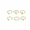 Wholesale 🌟 Multi-Pack CZ Goldtone Star Heart Moon Butterfly Hoop Nose Rings 6 Pack - 20 Gauge 😍 -Playboy Shop 04118345 a