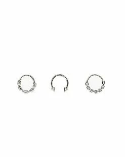 Flash Sale 🎉 Multi-Pack Silvertone Wire Septum Rings and Horseshoe Ring 3 Pack - 16 Gauge 🤩