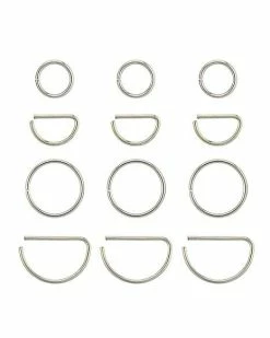 Budget 🛒 Multi-Pack Titanium Hoop and Half Hoop Nose Rings 12 Pack - 20 Gauge 🧨