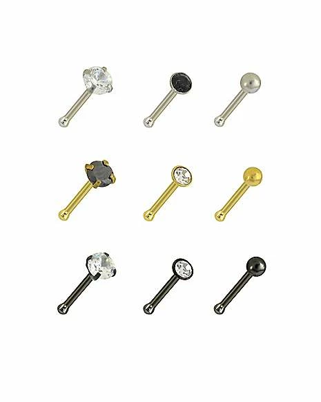 Best Pirce β€οΈ Multi-Pack Round and Prong CZ Bone Nose Rings 9 Pack - 20 Gauge π₯° 4 Best Pirce β€οΈ Multi-Pack Round and Prong CZ Bone Nose Rings 9 Pack - 20 Gauge π₯° - Image 2