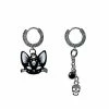 Best Sale 🥰 Cat and Skull Mismatched Huggie Hoop Dangle Earrings 😀 -Playboy Shop 04123493 a