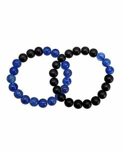 Best Pirce 🔥 Navy Blue and Black Long Distance Beaded Bracelets - 2 Pack 😀