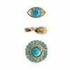 Flash Sale 👏 Multi-Pack CZ Teal Flower Snake and Eye Rings - 3 Pack 🔔 -Playboy Shop 04125662 a