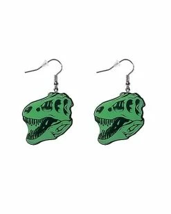 Promo 🛒 Glow in the Dark T-Rex Skull Dangle Earrings 😍