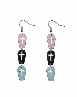 Buy 🌟 Pink Blue and Black Coffin Dangle Earrings 🎉 -Playboy Shop 04125878 b