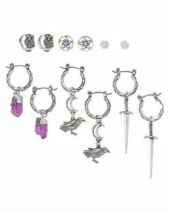 New 🌟 Multi-Pack Crystal Charm and Hoop Earrings - 6 Pack 💯