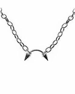 Discount 😀 Curved Spiked Barbell Pendant Chain Necklace 🧨