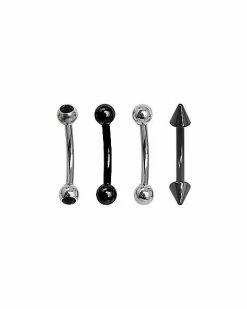 Best Pirce 🛒 Multi-Pack Silver and Black Gem-Effect Curved Barbells 4 Pack - 16 Gauge ✨