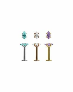 Best reviews of 🌟 Multi-Pack Marquise Gem-Effect Labret Lip Rings 3 Pack - 16 Gauge 🔥