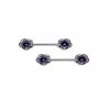 Buy 🤩 Purple CZ Flower Nipple Barbells - 14 Gauge 😀 -Playboy Shop 07582752 a
