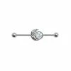 Cheap 🤩 Silvertone Moon Opal-Effect Industrial Barbell - 14 Gauge 💯 -Playboy Shop 07582844 a