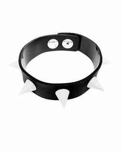 Budget 🎁 Faux Leather White Spiked Cuff 👏