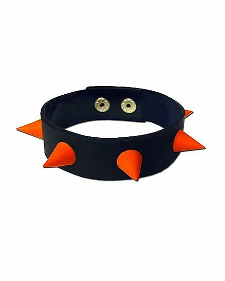 Wholesale π Faux Leather Orange Spiked Cuff β 3 Wholesale π Faux Leather Orange Spiked Cuff β