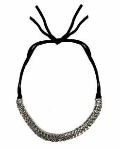 Deals ✨ Silvertone Curb Chain Choker Necklace 👏 -Playboy Shop 07590193 b