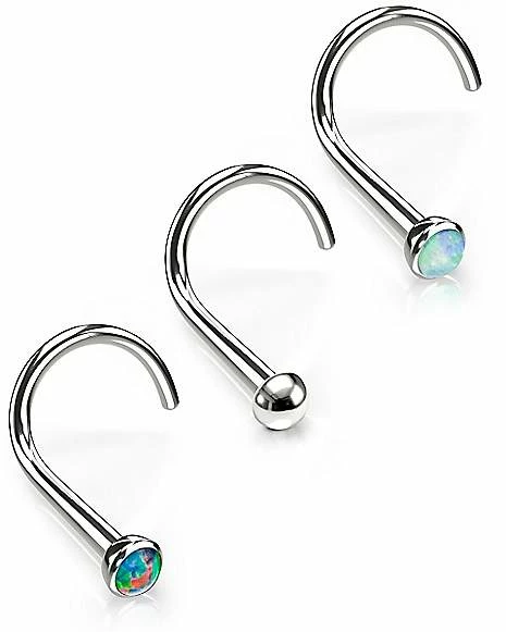 Deals ⭐ Multi-Pack Body Sensitive Synthetic Opal ASTM F-136 Titanium Screw Nose Rings 3 Pack - 18 Gauge ✔️ 3 Deals ⭐ Multi-Pack Body Sensitive Synthetic Opal ASTM F-136 Titanium Screw Nose Rings 3 Pack - 18 Gauge ✔️