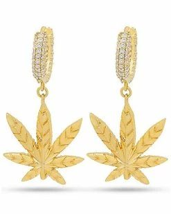 Brand new π CZ Iced Weed Leaf Dangle Hoop Earrings π 5 Brand new π CZ Iced Weed Leaf Dangle Hoop Earrings π -Playboy Shop 07648983 b